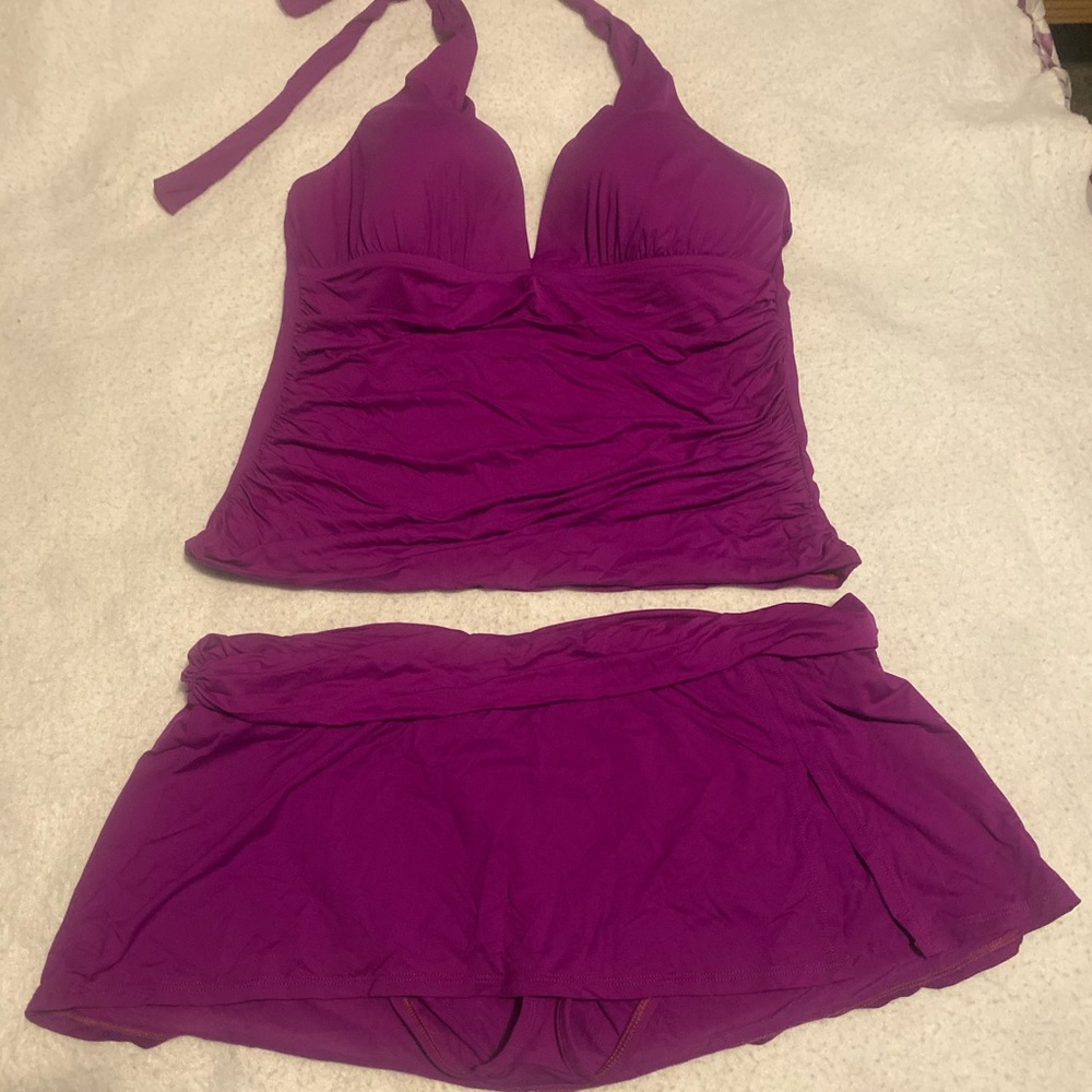 La Blanc 2 piece fuchsia swimming suit size 16